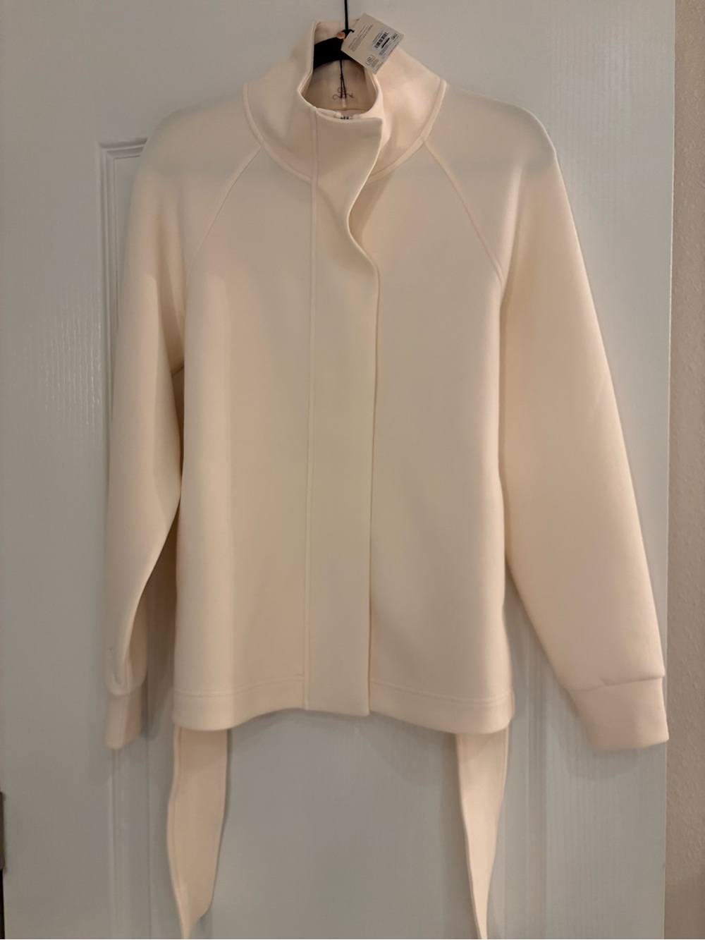 CALIA by Carrie Underwood Cream Stand-Collar Belted Jacket